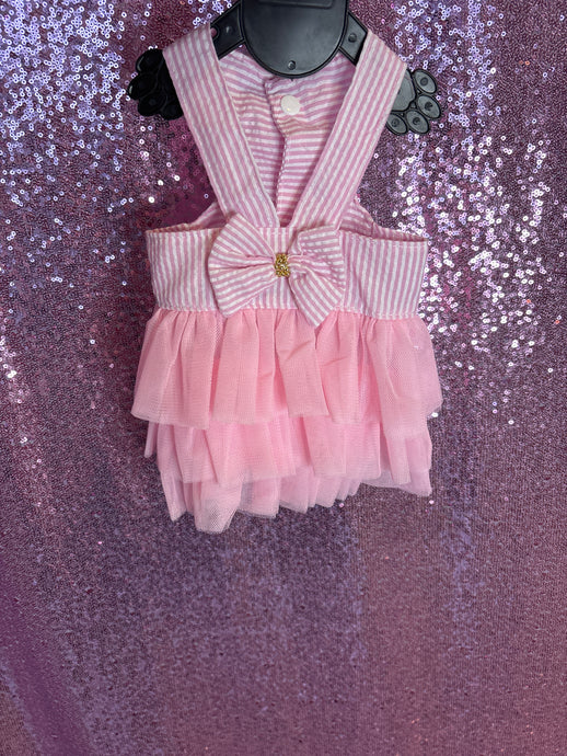 Pink Stripe Ruffle Dress