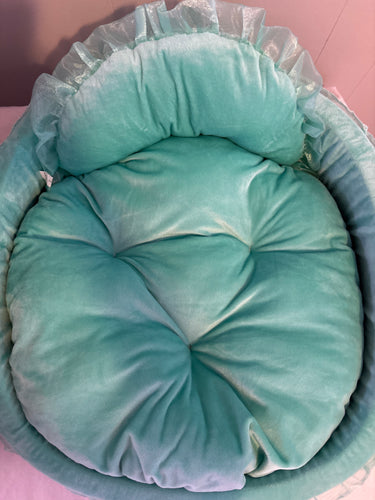Pretty Light Green Ruffled Plush Bed